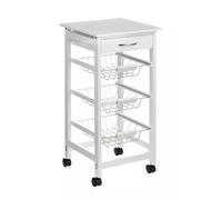 Orsina Sturdy Glenn White Veneer Finish Kitchen Trolley, Compact Build Kitchen Trolley For Entertaining Guests Orsina White