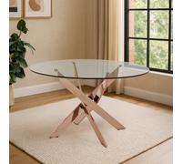 Orsina Sturdy Intersected Rose Gold Dining Table, Durable And Stylish Kitchen Table, Luxurious Dining Room Table