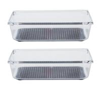 Orsina Sturdy Medium Set Of Two Kitchen Organisers With Rubber Insert, Integrated Handle Storage Boxes For Fridge in Clear Orsina Clear