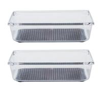Orsina Sturdy Medium Set Of Two Kitchen Organisers With Rubber Insert, Integrated Handle Storage Boxes For Fridge