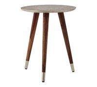 Orsina Sturdy Metal And White Finish Carve Side Table, Versatile Side Table By Couch, Classic Profile Corner Table