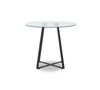 Orsina Sturdy Round Gold Finish Dining Table, Modern Table For Entertaining Guests, Minimalist Open Base Table in Black Orsina Black