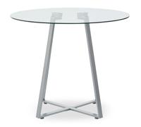 Orsina Sturdy Round Gold Finish Dining Table, Modern Table For Entertaining Guests, Minimalist Open Base Table in Grey Orsina Grey
