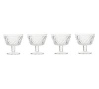 Orsina Sturdy Set Of Four Clear Dessert Dishes, Embossed Sundae Bowls For Snacks, Mini Dessert Cups For Pudding