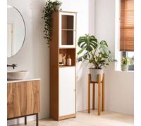 Orsina Stylish 2 Door Oak Effect Floor Standing Cabinet, Practical Display Cabinet, Slim Design Storage Unit
