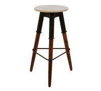 Orsina Stylish 3 Leg Bar Stool With Wood Top, Counter Seat With Triangular Footrest, Functional Wooden Tall Stool