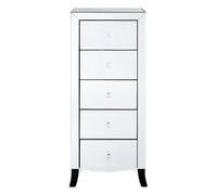 Orsina Stylish 5 Drawer Chest For Storing Items, Spacious Mirror Surfaced Chest, Versatile Silver Finished Chest
