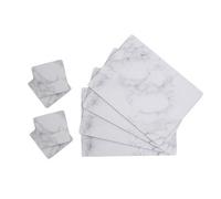 Maison by Premier Placemat & Coaster Set Zambie Marble White/Grey 8pcs