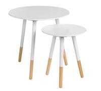 Premier Housewares Round Small Set of 2 Side Table MDF White Side Table Narrow Side Table White Table Small Outdoor Table H48 x W48 x D48