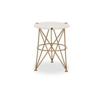 Orsina Stylish Angular Accent Table, Gold Finish Round Table, Bedside Table With Marble Top, Metallic Table