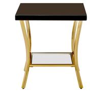 Orsina Stylish Black Mirror Side Table, Decent Gold Finish Bedside Table, Contemporary Decorative Table For Lounge