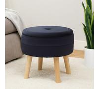 Premier Housewares Black Velvet Stool, Tapered Legs, Channel Detail, Luxe Design, Versatile Stool Chair, Black Velvet Upholstery, Storage Solution, Stool Dimensions W46 x D46 x H44cm.