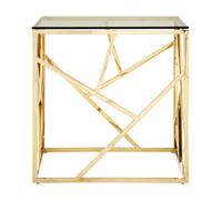 Orsina Stylish Champagne Geometric End Table, Versatile Statement Table, Easily Maintained Sitting Room Table