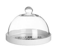 Premier Housewares White Lettered Cheese Board Gift Set Dome Shaped Stoneware Boards with Glass Lid 16 x 23 x 23 cm