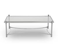 Orsina Stylish Clear And Silver Coffee Table, Spacious Glass Topped Table, Modern Metallic Finished Coffee Table