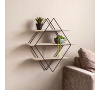 Orsina Stylish Design 3 Tier Rhombus Shelves, Functional Box Shelves For Wall, Durable Wall Storage For Livingroom in Natural Orsina Natural