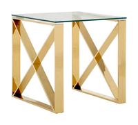 Orsina Stylish Design Champagne Cross Legs End Table, Durable Side Table For Livingroom, Versatile Side Table