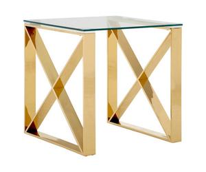 Orsina Stylish Design Champagne Cross Legs End Table, Durable Side Table For Livingroom, Versatile Side Table