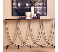 Orsina Stylish Design Console Table With Black Glass Top, Versatile Hallway Table, Easily Maintained Console Table Orsina Black