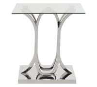 Orsina Stylish Design Curved Base End Table, Curved Base Metal End Table, Contemporary Aesthetic Bedside Table in Silver Orsina Silver