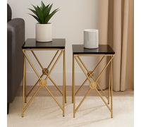 Orsina Stylish Design Gold Finish Side Tables, Versatile Side Table By Couch For Livingroom, Durable Lounge Table in Black Orsina Black