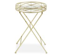 Orsina Stylish Design Round Gold Tray Table, Stable Design Side Table For Breakfast, Robust Structure Side Table Orsina Gold