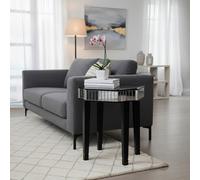 Black Side Table with Mirrored Side Panels, Modern Bedside Tables For Living Room, Side Table With Glass Premier Housewares Black One Size