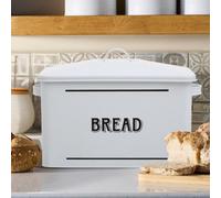 Premier Housewares Stylish Design White Metal Bread Bin | Durable Bread Bin For Dining Table | Spacious Bread Container For Kitchen | Practical Small Bread Bin For Breakfast