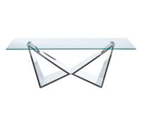 Orsina Stylish Design Wing Base Coffee Table, Wing Base Design Modern Coffee Table, Stainless Steel Legs Table in Silver Orsina Silver