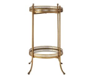 Orsina Stylish Gold Finish Mirrored Tray Table, Stable Kitchen Side Table For Breakfast, Robust Breakfast Table Orsina Gold