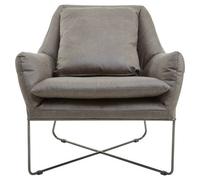 Orsina Stylish Grey Faux Leather Chair, Leather Upholstered Accent Chair For Reading, Mid-Century Design Armchair