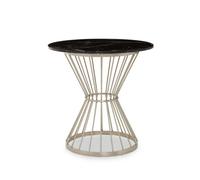 Orsina Stylish Hourglass Dining Table With Black Marble & Silver Base, Spacious Lounge Table, Patio & Kitchen Table