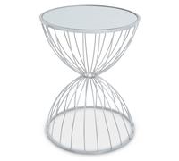 Unique Hourglass Mirrored Top Gold Frame Side Table, Versatile Sidetable By Couch, Functional Corner Table Premier Housewares Silver One Size