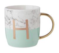 Stylish Pastel Green H Letter Monogram Mug, Personalized Coffee Mug For Kitchen, Durable Mug For Breakfast