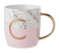 Orsina Stylish Pastel Pink C Letter Monogram Mug, Personalized Coffee Mug For Kitchen, Durable Mug For Breakfast Orsina Pink