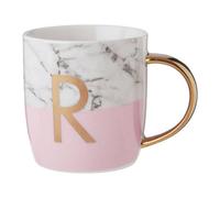 Orsina Stylish Pastel Pink R Letter Monogram Mug, Personalized Coffee Mug For Kitchen, Durable Mug For Breakfast