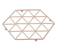 Orsina Stylish Pink Finish Trivet, Protective Iron Trivet For Dining Table, Contemporary Small Kitchen Trivet