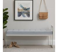 Orsina Stylish Powder Blue And Silver Finish Bench, Luxe Bench For Outdoor, Accent Dining Bench For Diningroom