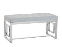Orsina Stylish Powder Blue Velvet And Silver Bench, Luxe Bench For Outdoor, Accent Dining Bench For Diningroom