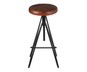 Orsina Stylish Round Leather Stool, Comfortable Leather Upholstered Bar Stool, Sturdy Metal Kitchen Stool in Brown Orsina Brown