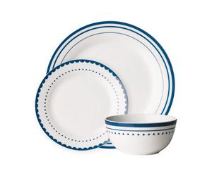 Orsina Stylish Saturn 12 Piece Blue Dinner Set, Durable Dinner Set For Dinner, Contemporary Design Crockery Set