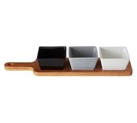 Orsina Stylish Serving Board With Square Dishes, Serving Board For Kitchen, Versatile Serving Tray in Brown Orsina Brown