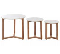 Premier Housewares Set of 3 Side Tables with White Tops