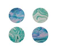 Orsina Stylish Set Of 4 Marble Wave Print Cork Coasters, Round Design Set Of 4 Coasters, Durable Kitchen Coasters Orsina Multicolor