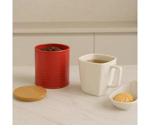 Orsina Stylish Set Of Three Red Canisters, Practical Design Kitchen Canisters, Durable Stainless Steel Canisters