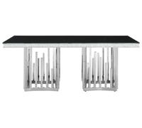 Orsina Stylish Silver Finish Dining Table, Modern Design Small Dining Table, Durable Kitchen Table For Dinner