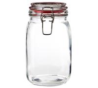 Orsina Stylish Square 1500ml Jar, Durable Glass Jar With Lid, Versatile Stainless Steel Locking Design Storage Jar in Clear Orsina Clear