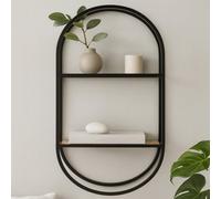 Stylish Two Tier Shelf, Space Saving Photos Display Shelf, Easily Maintained Metal Frame Bedroom Shelf