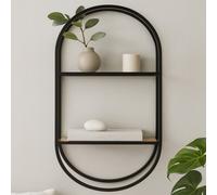 Orsina Stylish Two Tier Shelf, Space Saving Photos Display Shelf, Easily Maintained Metal Frame Bedroom Shelf in Black Orsina Black