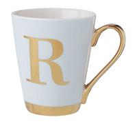 Stylish White Frosted Deco R Letter Monogram Mug, Personalized Mug For Kitchen, Durable Mug For Breakfast